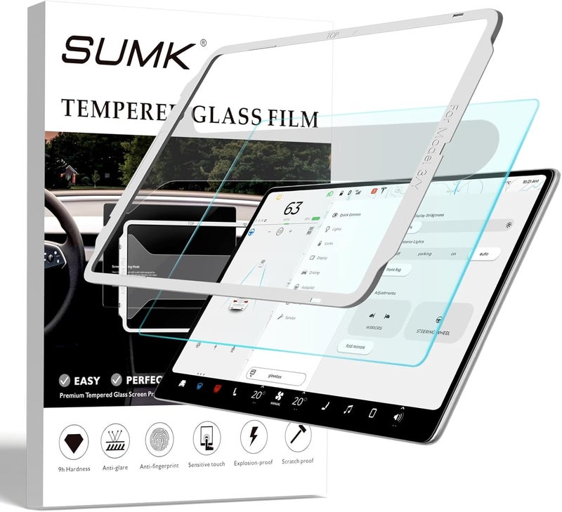SUMK Screen Protector for Tesla Model Y /3 Accessories (No for 3 Highland & Y Juniper), [9H & Anti-scratch & Fingerprint] 15 inch Front Protector for Model Y (2020~2024) Model 3 (2017~2023) - Glossy - Image 1